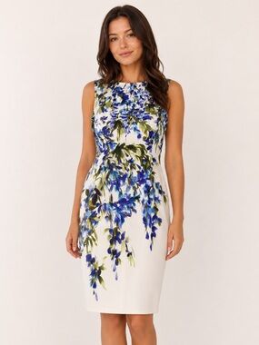 St. John Floral Silk Sheath Dress